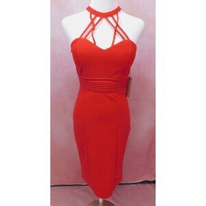 IRIS Red Strappy Bodycon Dress Small NWT Sexy Cocktail Party Style